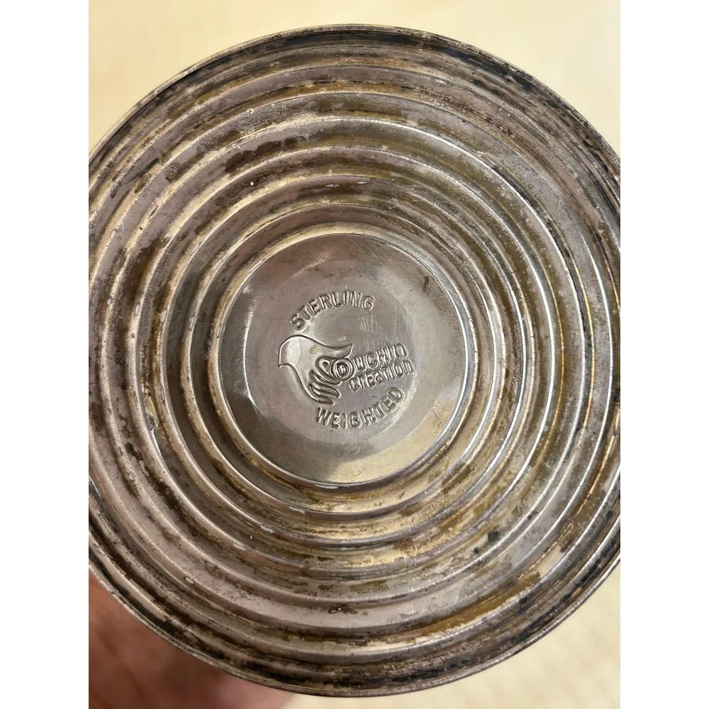 Bud Vase, Etched Glass Sterling Weighted Base Duchin Creation, Vintage